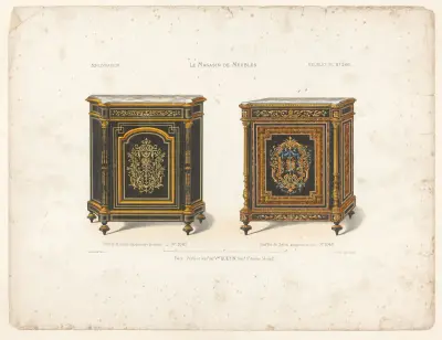 Buffet de Salon, marqueterie de cuivre; Buffet de Salon, marqueterie de bois av Victor Léon Michel Quétin