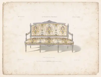 Canapé Louis XVI, bois laqué av Victor Léon Michel Quétin