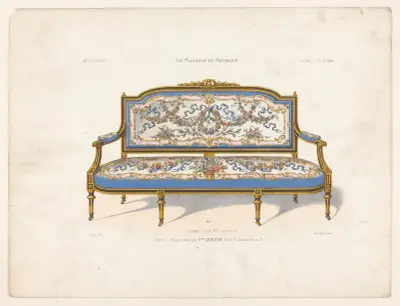 Canapé Louis XVI, noir et or av Victor Léon Michel Quétin