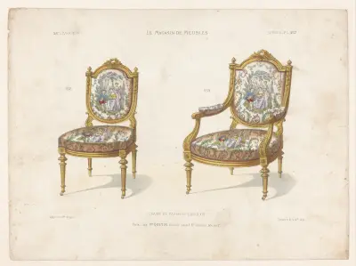 Louis XVI-stol och fåtölj av Victor Léon Michel Quétin