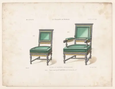 Stol och fåtölj i renässansstil av Victor Léon Michel Quétin