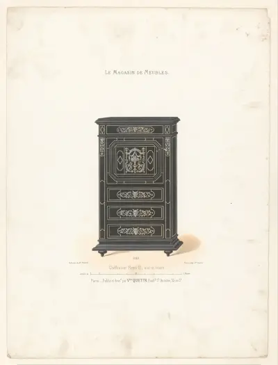 Henri II-chiffonnier, svart och elfenben av Victor Léon Michel Quétin