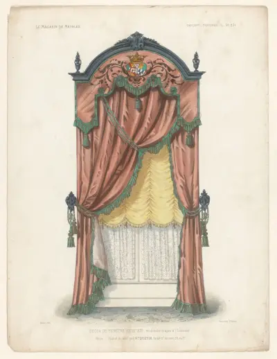 Fönsterdekor Louis XIII, italienskt draperat valv av Victor Léon Michel Quétin