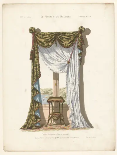 Fönster med draperingar (fall och uppfästning) av Victor Léon Michel Quétin