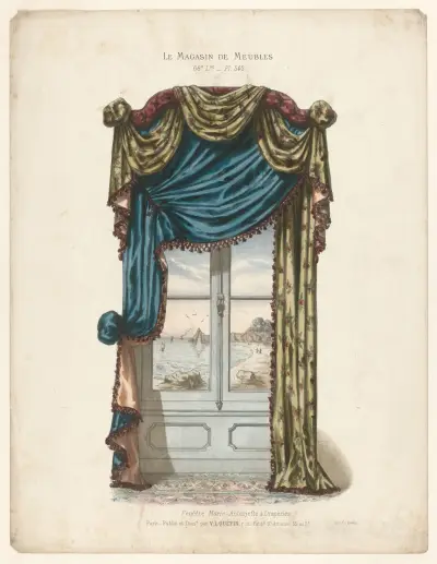 Fönster med draperingar, Marie-Antoinette av Victor Léon Michel Quétin