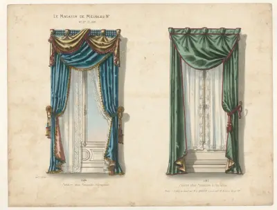 Fenètre têtes Flamandes à Draperies ; Fenètre têtes Flamandes à l’Italienne av Victor Léon Michel Quétin