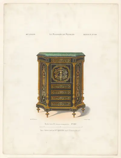 Meuble Louis XVI, bronzes et marqueterie av Victor Léon Michel Quétin