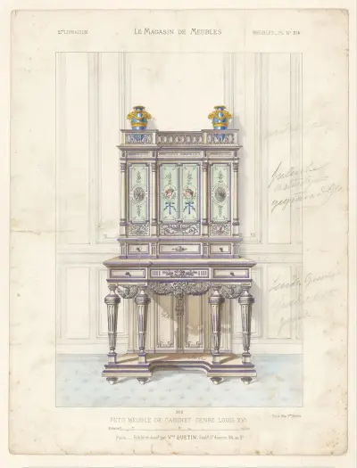 Litet kabinettsmöbel i Louis XVI-stil av Victor Léon Michel Quétin