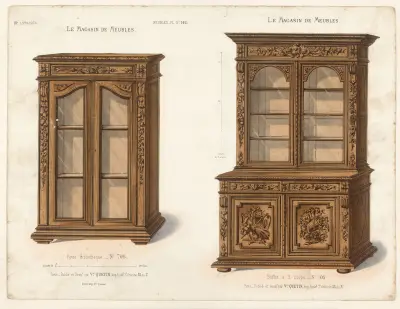 Petite Bibliothèque ; Buffet à 2 corps av Victor Léon Michel Quétin