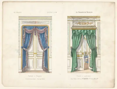 Portière med draperi ; Portière med lambrequin av Victor Léon Michel Quétin