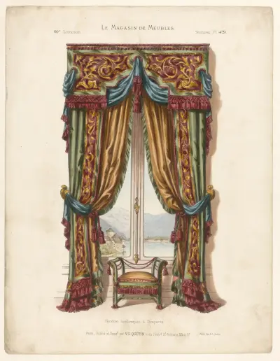 Fantasidörrförhänge med draperingar av Victor Léon Michel Quétin