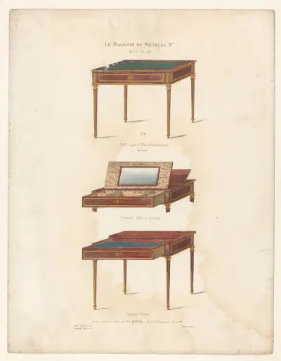 Spelbord som kan förvandlas till arbetsbord eller skrivbord av Victor Léon Michel Quétin