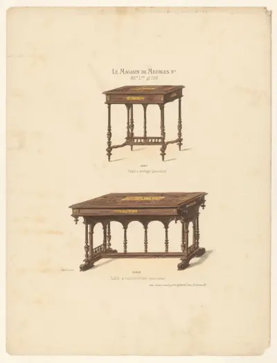 Table a ouvrage (genre italien) ; Table à colonettes (genre italien) av Victor Léon Michel Quétin