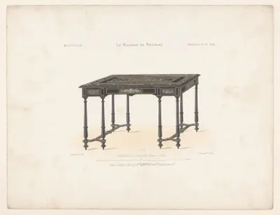 Henri II-bord, åtta fot, ebenholts och elfenben av Victor Léon Michel Quétin