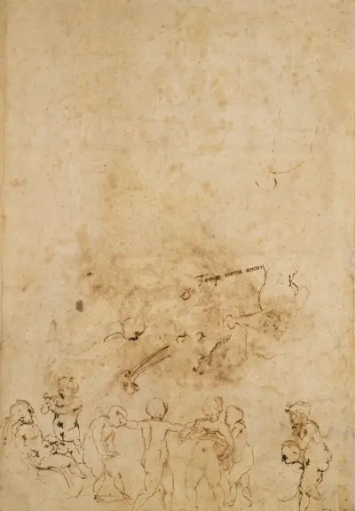 Miłosne putta w zabawie; głowa ptaka, Michelangelo