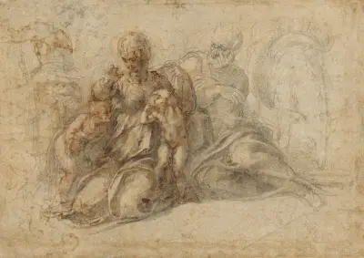 Święta Rodzina z małym Janem Chrzcicielem, Michelangelo
