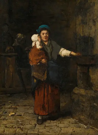 Mother and child av Mihály Munkácsy