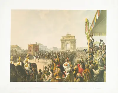 Triumphal entry of their Majesties Alexander II and Maria Alexandrovna into Moscow av Mihály Zichy