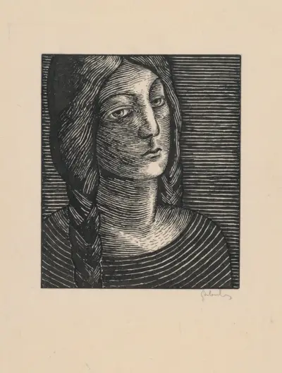 Head of a Woman with Long Braids von Mikuláš Galanda