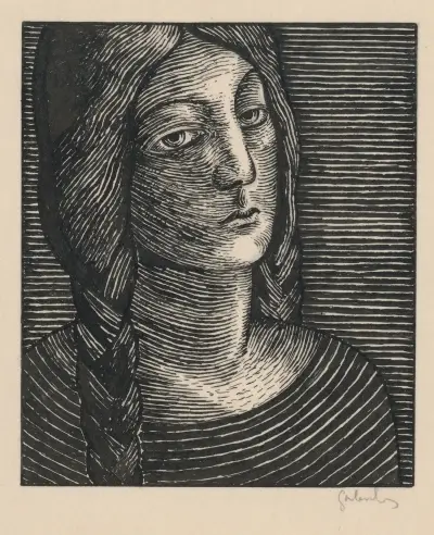Head Of A Woman With Long Braids von Mikuláš Galanda