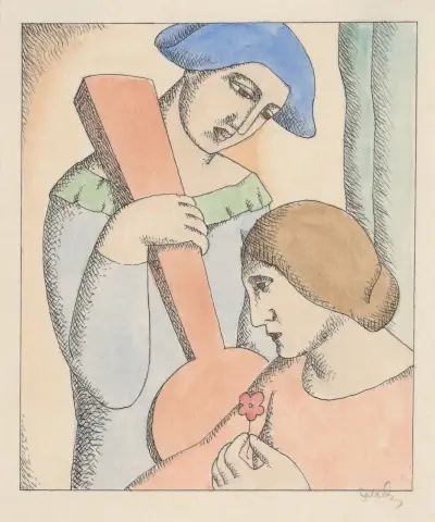 Lovers Harlequin and Columbine von Mikuláš Galanda
