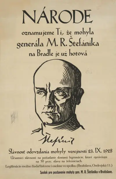 Národe oznamujeme ti, že mohyla generála M. R. Štefánika je už hotová von Mikuláš Galanda