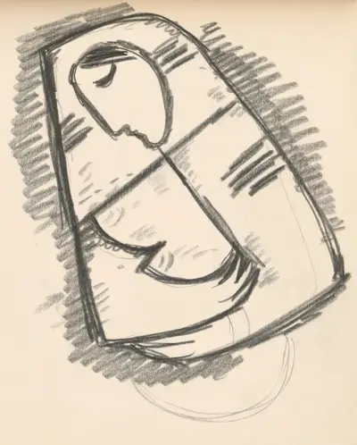 Study of a woman in a scarf composed on a diagonal von Mikuláš Galanda