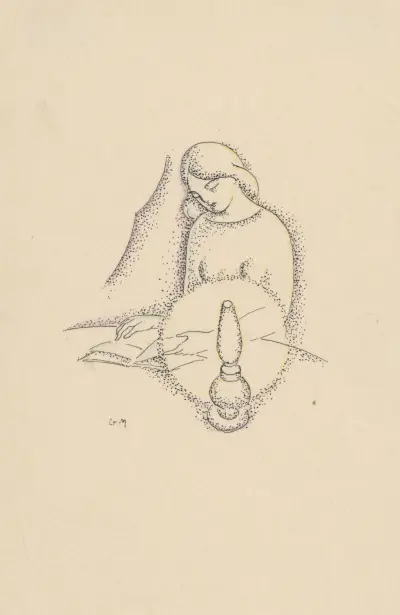 Woman Reading a Book by a Kerosene Lamp von Mikuláš Galanda