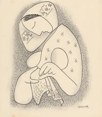 Woman Wearing Babushka von Mikuláš Galanda