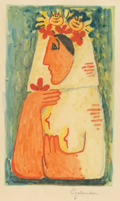 Woman with a Garland von Mikuláš Galanda