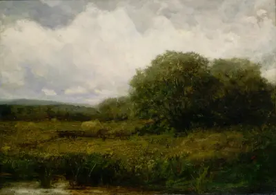 Bez názvu (krajina s voly a vozem sena přejíždějícím most) – Nr. 6, Edward Mitchell Bannister