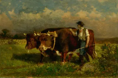 Bez názvu (muž se dvěma voly), 1869, Edward Mitchell Bannister