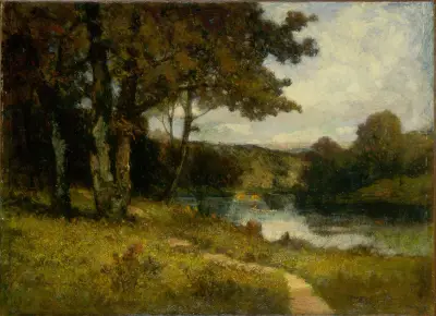 Untitled (landscape, trees near river), 1891 av Edward Mitchell Bannister