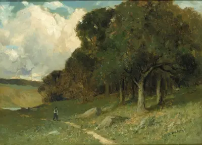 Untitled (man on path with trees in background) av Edward Mitchell Bannister