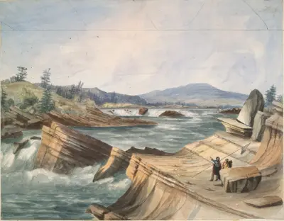 Kettle Falls, Columbia River av John Mix Stanley