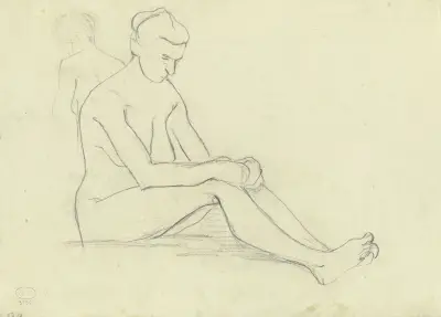 Am Boden sitzender Frauenakt av Paula Modersohn-Becker