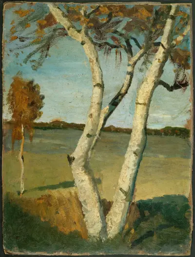 Birch Tree in a Landscape av Paula Modersohn-Becker