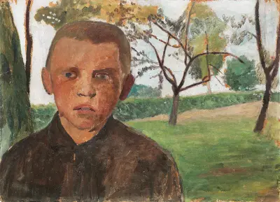 Popiersie chłopca na tle jabłoni, Paula Modersohn-Becker