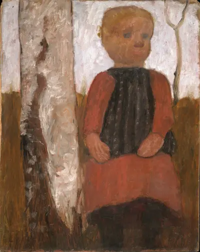 Girl in a red dress av Paula Modersohn-Becker