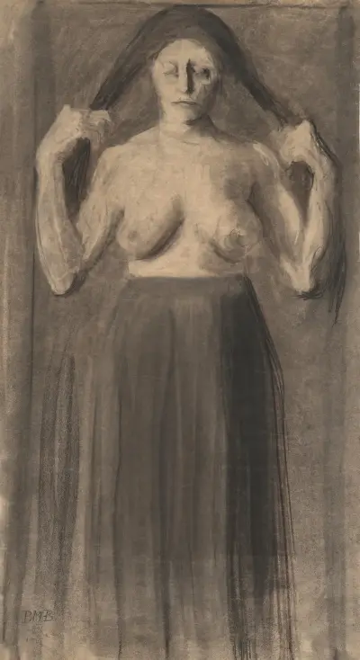 Półnaga kobieta rozdzielająca włosy, Paula Modersohn-Becker