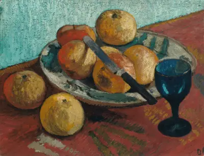 Stillleben mit Äpfeln und grünem Glas von Paula Modersohn-Becker