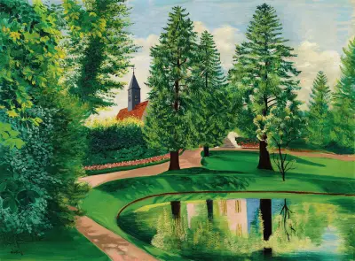 Der Park und das Becken des Schlosses von Gressy von Moïse Kisling