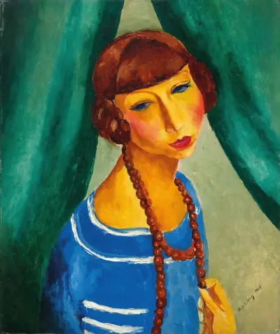 Portrait de Marguerite Gros, sœur de Mme Renée Kisling av Moïse Kisling