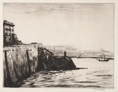 Evening, Port of Genoa av Muirhead Bone
