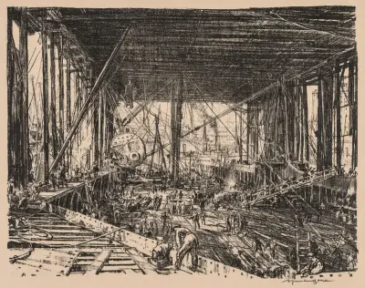 Na Clyde, 1917–1918: Paluba železničního trajektu, Muirhead Bone
