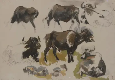 Bufflar och boskap av Johann Nepomuk Rauch