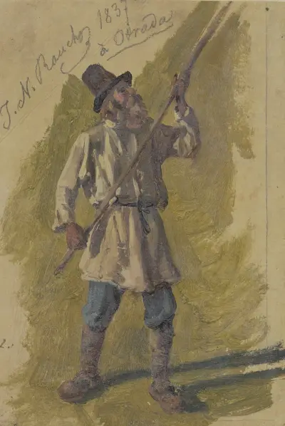 Russischer Bauer bei der Arbeit av Johann Nepomuk Rauch
