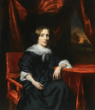 Porträt einer Dame in schwarzem Kleid von Nicolaes Maes