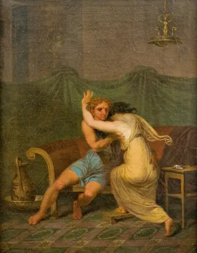 Catull und Lesbia, die in seinen Armen Trost für den Tod ihres Gatten sucht von Nicolai Abildgaard