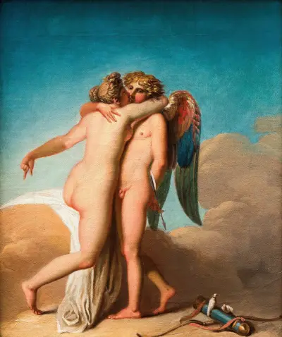 Amor und Psyche umarmen sich von Nicolai Abildgaard
